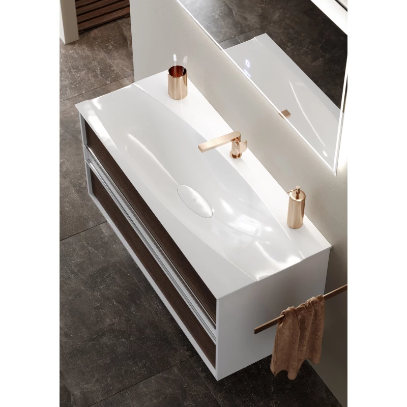 Комплект мебели белый глянец/крафт темный 100 см Clarberg Evolution EV0110CD + Pap.10.04.WG + GEN0210