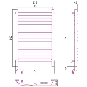 Изображение товара полотенцесушитель электрический 800x500 состаренная бронза мэм правый сунержа флюид 2.0 05-5221-8050