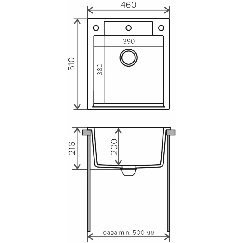 Кухонная мойка Polygran Argo-460 серый 444669