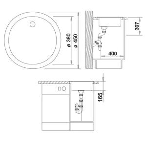 Изображение товара круглая кухонная мойка из камня blanco rondo серый беж 517387
