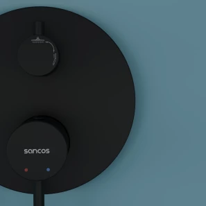 Изображение товара душевой комплект sancos select sc3003mb 250 мм, со смесителем, черный матовый