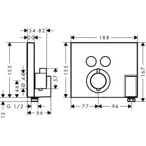 Изображение товара термостат для 2 потребителей, см hansgrohe showerselect 15765000