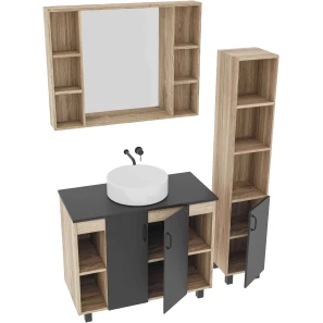 Изображение товара комплект мебели дуб сонома/серый матовый 97,6 см grossman флай 101002 + 501002 + gr-3013 + 201001
