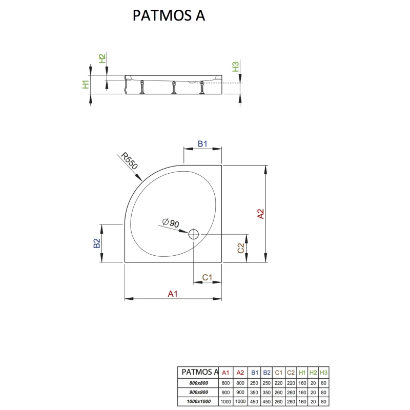 Акриловый поддон 100x100 см Radaway Patmos A 4S11155-03