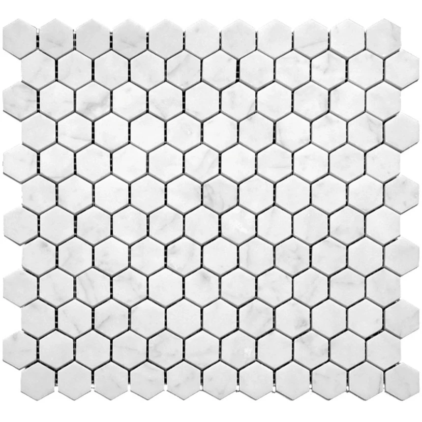 Мозаика Natural i-Tile 4M088-DP (Carrara) Мрамор белый, поверхность полированная 29,5x28