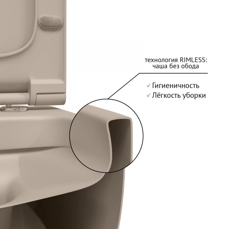 Подвесной безободковый унитаз с сиденьем микролифт Berges Ego XL 082728