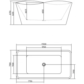 Изображение товара акриловая ванна 150x78 см swedbe vita 8808