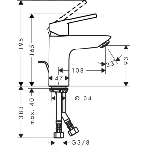 Изображение товара смеситель для раковины coolstart с донным клапаном hansgrohe logis loop 71154000
