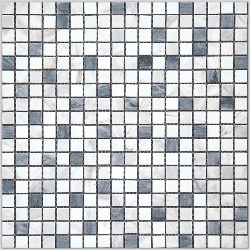 Мозаика Natural i-Tile 4MT-04-15T Мрамор белый, серый, поверхность состаренная 29,8x29,8