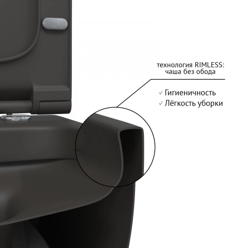 Подвесной безободковый унитаз с сиденьем микролифт Berges Ego XL 083218