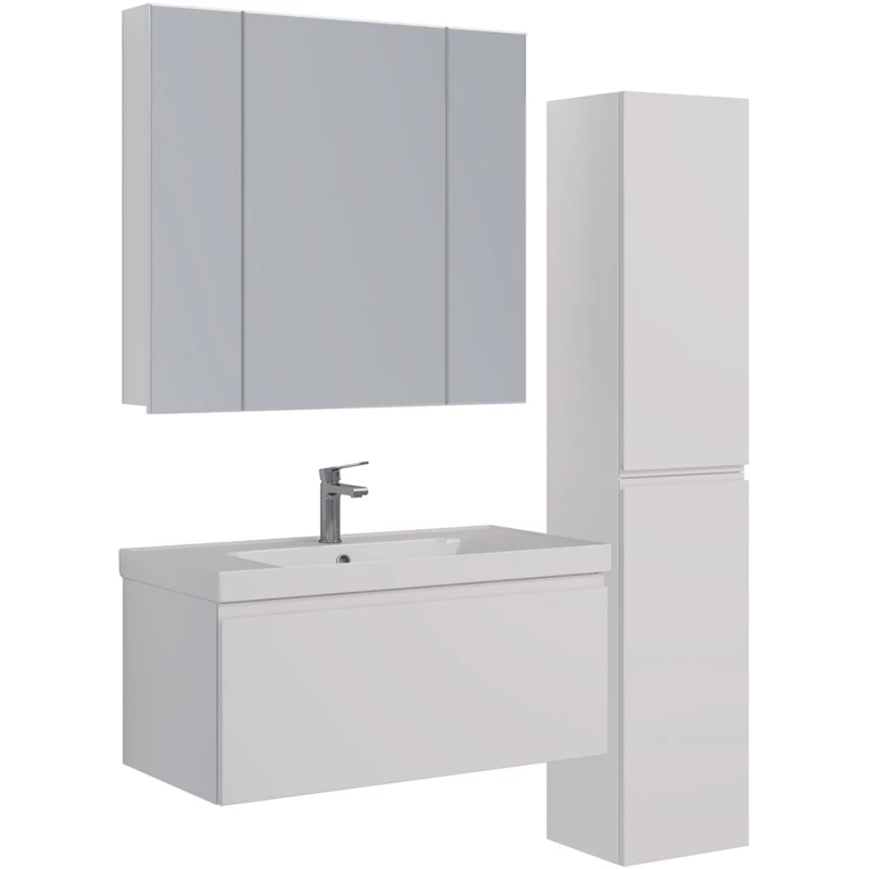 Зеркальный шкаф 90x79 см белый глянец Lemark Universal LM90ZS-U