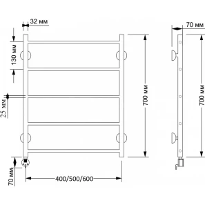 Изображение товара полотенцесушитель электрический 770x532 тэн левый secado триада 1 плюс 4603777478490