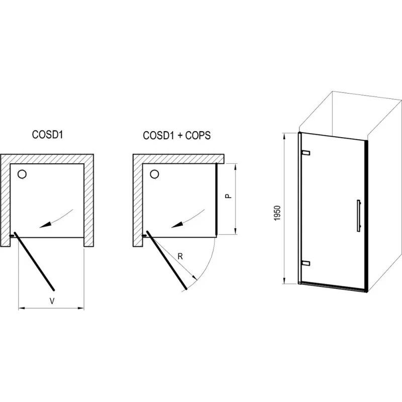 Душевой уголок 89,5x80 см Ravak Cool COSD1 + COPS X0VV70A00Z1 + X9VV40A00Z1 прозрачное