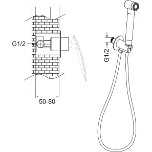 Изображение товара гигиенический душ rose r1105 со смесителем, хром