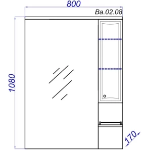 Изображение товара зеркальный шкаф 80x108 см белый глянец aqwella barcelona ba.02.08