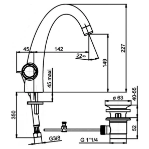 Изображение товара смеситель для раковины с донным клапаном jacob delafon elevation e18870-cp