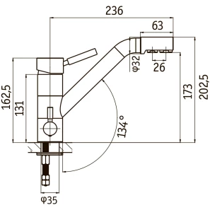 Изображение товара смеситель для кухни с подключением к фильтру серый ukinox um1391 - 47