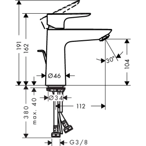 Изображение товара смеситель для раковины с донным клапаном coolstart hansgrohe talis e 71713140
