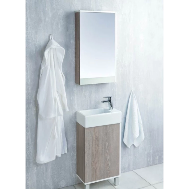 Зеркальный шкаф белый глянец/дуб навара 45,9x81,9 см Акватон Эмма 1A221802EAD80