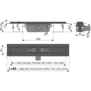 Изображение товара душевой канал 610 мм черный матовый alcaplast apz1black-550