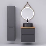 Комплект мебели серый матовый 60 см со столешницей бук светлый Jorno Wood Wood.01.60/P/GR + Wood.06.60/LW + 0008691 + Wood.02.50/TK