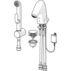 Изображение товара смеситель для раковины с донным клапаном с гигиеническим душем oras alessi one 8516f