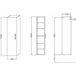 Изображение товара подвесная колонна с реверсивной дверцей серый антрацит jacob delafon ola eb396-n14