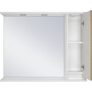 Изображение товара зеркальный шкаф 90x73,6 см белый глянец/светлое дерево r misty адриана п-адр03090-01п