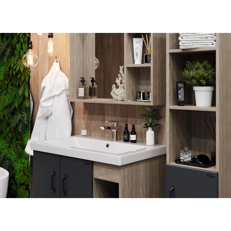 Комплект мебели дуб сонома/серый матовый 80 см Onika Тимбер 108053 + UM-COM80/1 + 208091