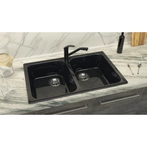 Изображение товара кухонная мойка marrbaxx скай z260 черный глянец z260q004