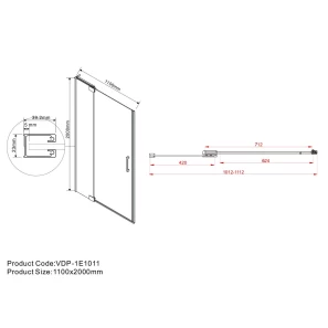 Изображение товара душевая дверь 101,2-110 см vincea extra vdp-1e1011cgb тонированное