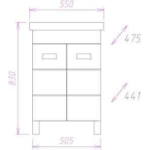 Изображение товара комплект мебели белый глянец 55 см onika балтика 105521 + 1wh302126 + 205815