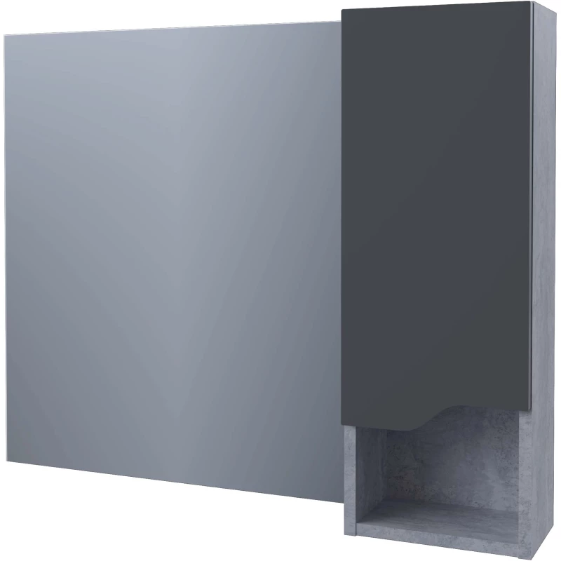 Зеркальный шкаф 99x76 см серый матовый/цемент R Stella Polar Абигель SP-00001063