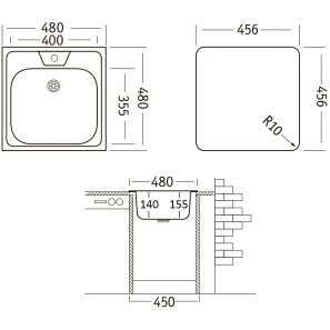 Изображение товара кухонная мойка матовая сталь ukinox классика clm480.480 -gt6k 0c
