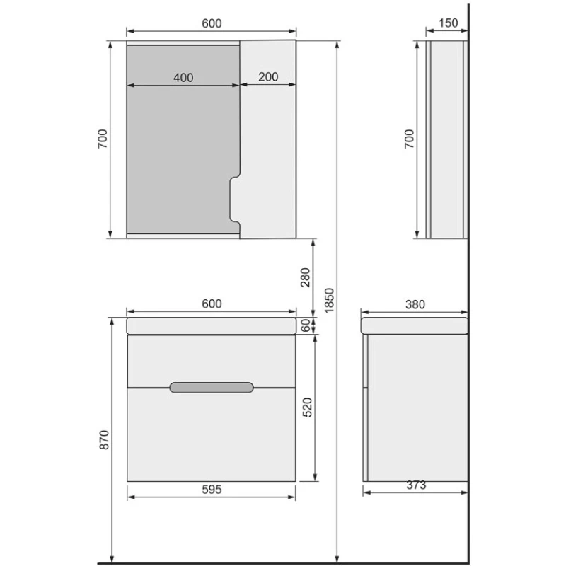 Зеркальный шкаф 60x70 см белый R Jorno Moduo Slim Mod.03.60/W