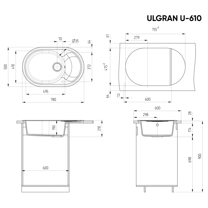Кухонная мойка Ulgran песочный U-610-302
