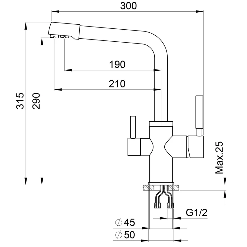 Смеситель для кухни с подключением к фильтру Point графит PN3103GR