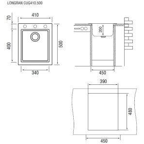 Изображение товара кухонная мойка арена longran cube cug410.500 - 47