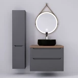 Комплект мебели серый матовый 80 см со столешницей бук темный Jorno Wood Wood.01.80/P/GR + Wood.06.80/DW + 0235888 + Wood.02.50/TK