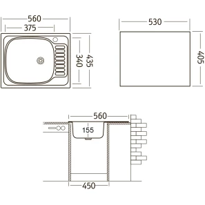 Изображение товара кухонная мойка декоративная сталь ukinox классика cll560.435 -gt6k 2l