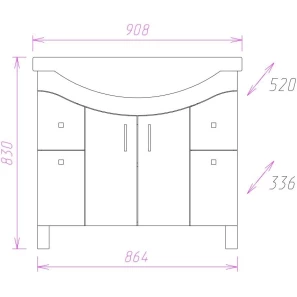 Изображение товара комплект мебели белый глянец 90,8 см onika эльбрус 109016 + 1wh110790 + 209004