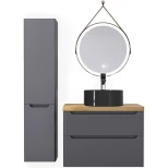 Комплект мебели серый матовый 80 см со столешницей бук светлый Jorno Wood Wood.01.80/P/GR + Wood.06.80/LW + 0025403 + Wood.02.50/TK