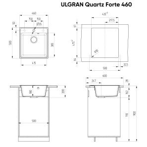 Изображение товара кухонная мойка ulgran бетон forte 460-05