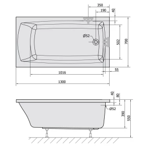 Изображение товара акриловая ванна 130x70 см alpen lily 77511