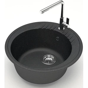 Изображение товара круглая кухонная мойка из камня zett lab модель 6 черный матовый t006q004