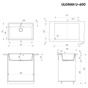 Изображение товара кухонная мойка ulgran шоколад u-600-345