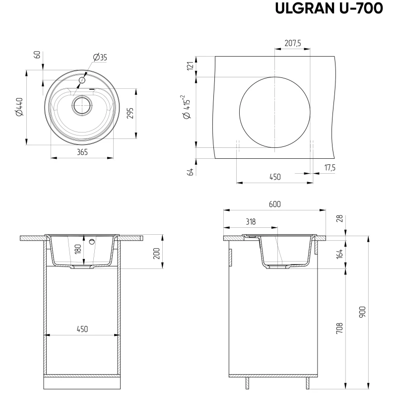Кухонная мойка Ulgran ультра-белый U-700-341