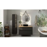 Комплект мебели серый матовый 100 см со столешницей бук светлый Jorno Wood Wood.01.100/P/GR + Wood.06.100/LW + 0008691 + Wood.02.50/TK