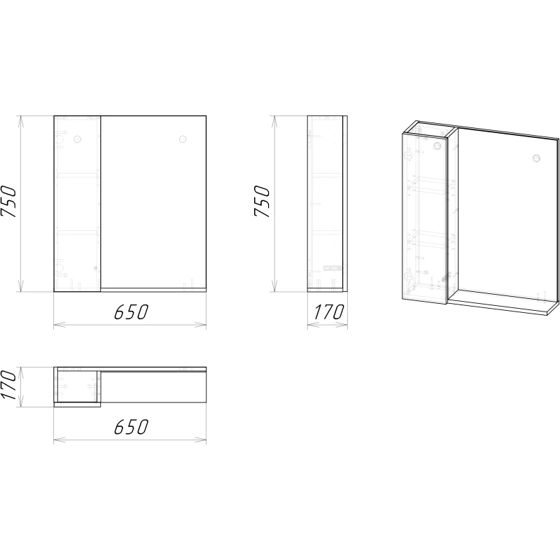 Комплект мебели дуб веллингтон/белый матовый 65 см Grossman Альба 106503 + GR-3015 + 206501