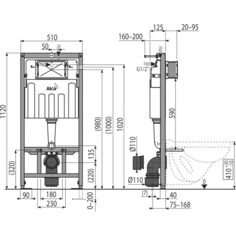 Комплект подвесной унитаз Grohe Bau Ceramic 39351000 + система инсталляции AlcaPlast AM101/1120-3:1 RU M71-0001